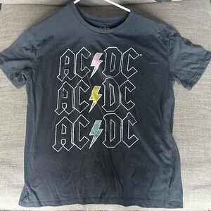 AC/DC Graphic Tee with Lightning Bolt Design